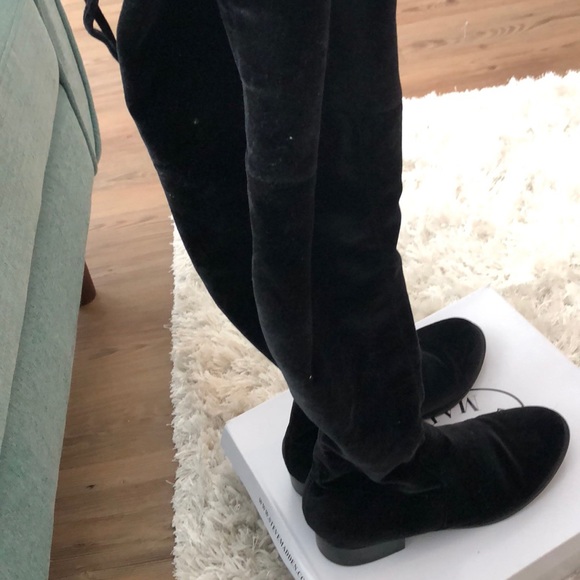 Black Suede Over the Knee Boots - Picture 2 of 3